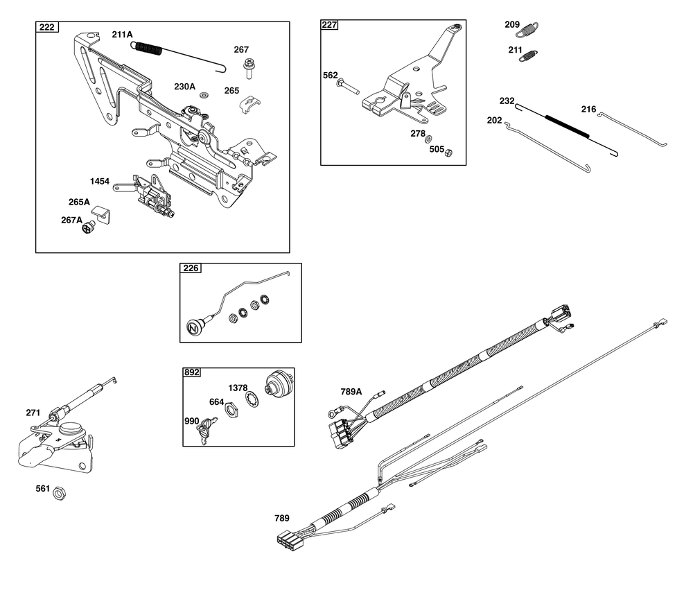 Controls Group Diagram and Parts List for 543477-3314-J1 400000 - 699999 Briggs and Stratton Engine